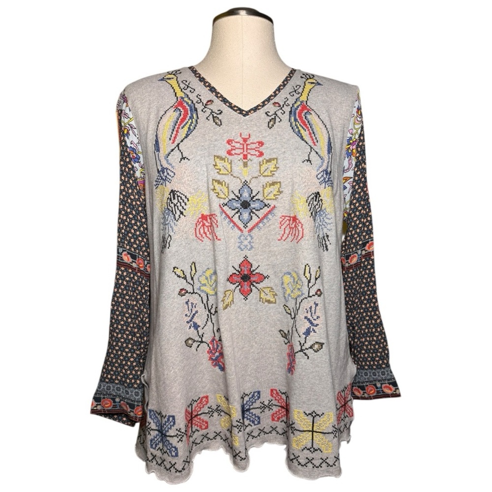 John Mark Primavera Boho Multicolor Embroidered L… - image 1